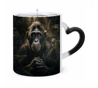 Monkey in Jungle Mug 11 Oz Heat Sensitive Color Changing Cups Ceramic Discoloration Mugs Funny Morphing Mugs Creative Magic Mug Novelty Modern Coffee Cup for Men Women