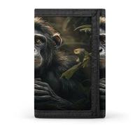Monkey in Jungle Wallet for Men Women Large Capacity Trifold Wallet with Zipper Stylish Credit Card Holder 8 Cards Minimalist Front Pocket