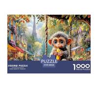 Monkey in ParisComplex 1000-Piece Jigsaw Puzzles for Adults Offering An Array of Challenging Puzzle Games - Serves As A Remarkable And Entertaining Gift for Adults And Kids Age 12 Years Up 38x26cm/10
