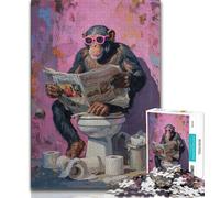 Monkey in The Toilet Jigsaw Puzzles for Adults 1000 Jigsaws,Challenging To Complete But Fun And Humorous Unique Home Decor And Gifts (38x26cm)
