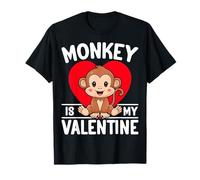 Monkey Is My Valentine Heart Cute Monkey Valentine's Day T-Shirt