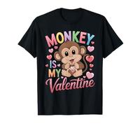 Monkey Is My Valentine Monkey Lover Heart Valentines Day T-Shirt