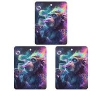 Monkey Is Smoking Cute Car Air Fresheners 3pcs Long Lasting Scent Car Mirror Hanging Scented Cards Tablets