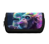 Monkey is Smoking Cute Double Pencil Case Large Capacity Portable Pen Pouch with Zippered