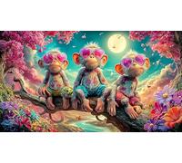 monkey Jigsaw Puzzles 1000 Pieces Fun and Challenging Family Game Puzzle Game Great Gift Idea for The Whole for Women, Gifts for Men 70x50cm/1000pcs