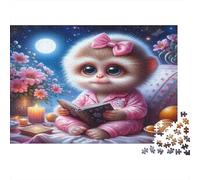Monkey Jigsaw Puzzles Bedtime 1000Pc Recycled Paper for Adults Puzzle Educational Game Hands-on Skills Home Activity Women 52x38cm/1000pcs