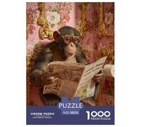 Monkey Jigsaw Puzzles Puzzles for Adults Kids. 1000 Pieces Primate Great Gifts Challenge Toy Educational Games Home Decoration for Adults& Kids Age 14 Years Up 38x26cm/1000pcs