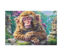 Monkey Jungle Flower 1000 Piece Jigsaw Puzzle for Adults Teens Study Room Decor Focus Training Vibrant Colours Great Gift for Scholars 1000 PCS