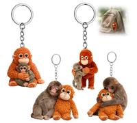 Monkey Keyring, Punch Monkey, Monkeys Fist Keychain, 4 PCS 2D Acrylic Orangutan Charms, Durable Keyrings for Backpack Zipper Pull, Cosplay Accessories, Gift for Monkey Lovers and Animal Enthusiasts