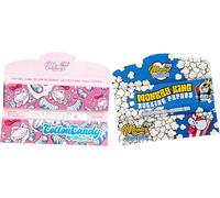 Monkey King King Size Slim Rolling Papers + Tips - Touch & Smell 2 Flavour Combi Pack (Cotton Candy & Popcorn) - 32 Papers + Tips Each - Scented - Ultra Thin - Slow Burning - Made in Spain