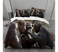 Monkey King Size Duvet Cover Sets Gorilla Bedding Set 3D Print Ultra Soft Breathable Microfiber Quilt Cover 220x230 cm with Zipper Closure und 2 Pillowcases for Bedroom Bed Decor C/1937