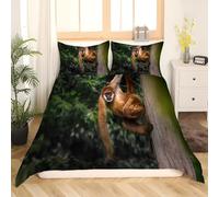 Monkey King Size Duvet Cover Sets Tropical Jungle Bedding Set, 3D Print Ultra Soft Microfiber Quilt Cover 220x230cm Comforter Covers with Zippe and 2 Pillowcases D-161