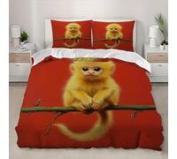 Monkey King Size Duvet Cover Sets Wild Animals Bedding Set 3D Print Ultra Soft Breathable Microfiber Quilt Cover 220x230 cm with Zipper Closure und 2 Pillowcases for Bedroom Bed Decor C/1925