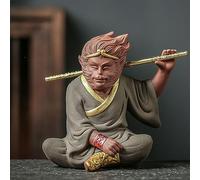 Monkey King Statue, Creative Sun Wukong Figure, Journey to The West Buddha Monk Sculpture, Purple Sand Sun Wukong Tea Pet for Home Office Car Decor