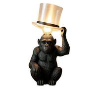 Monkey Lamp Statue, Funny Monkey Table Lamp with Top Hat, Whimsical Home Table Figurine Ambient Night Light for Sturdy Lightings & Desk Ornament, Ideal for Bedroom Living Room Bar Coffee Shelf Decor