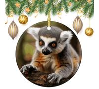 Monkey Lemur Cute Ceramic Christmas Ornaments 3 Inch Vintage Hanging Baubles with Gold String for Xmas Tree Decorations Holiday Party Yard Garden Home Decor Festive Keepsake Gift Exchange