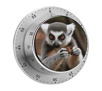 Monkey Lemur Cute Mechanical Kitchen Timer for Cooking 60 Min with Magnetic Backing Loud Alarm,Stainless Steel Wind Up Countdown Timer Cute Egg Timers for Cooking Studying Gaming Classroom Office Gym