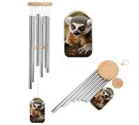 Monkey Lemur Cute Memorial Wind Chimes for Outside Deep Tone 20.5", 6 Aluminum Tubes, Sympathy Windchimes Personalized Chimes for Outdoor Garden Patio Yard Decor, Bereavement Condolence Gift