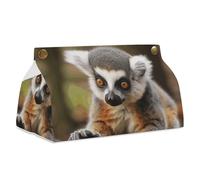 Monkey Lemur Cute Tissue Box Cover Rectangle Modern PU Leather Tissue Holder Farmhouse Napkin Holders Decorative Tissues Box Holder for Bathroom Kitchen Office Bedroom Dresser