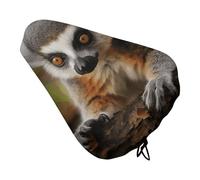 Monkey Lemur Cute Waterproof Bike Seat Cushion with Drawstring for Women Men Soft Padded Bicycle Seat Cover for Comfort Wide Road Bike Saddles Universal Fit for Mountain Exercise