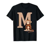 Monkey Letter M Alphabet Animal Design T-Shirt