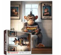 Monkey Magazine Reader 1000pc Jigsaw Puzzle Sky Window 50x70cm Colorful DIY Puzzles for Home Decoration Gifts Family Puzzle Perfect for Game Nights