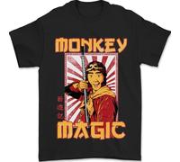 Monkey Magic Japanese Fantasy Retro MMA Mens T-Shirt 100% Cotton Black 3XL