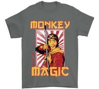 Monkey Magic Japanese Fantasy Retro MMA Mens T-Shirt 100% Cotton Charcoal XL
