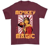 Monkey Magic Japanese Fantasy Retro MMA Mens T-Shirt 100% Cotton Maroon 2XL
