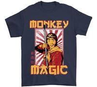 Monkey Magic Japanese Fantasy Retro MMA Mens T-Shirt 100% Cotton Navy Blue 4XL