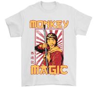 Monkey Magic Japanese Fantasy Retro MMA Mens T-Shirt 100% Cotton White L
