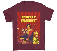 Monkey Magic Poster Mens T-Shirt 100% Cotton Maroon 2XL