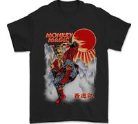Monkey Magic Retro 70s Martial Arts TV Mens T-Shirt 100% Cotton Black S