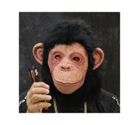 (Monkey mask 4) Raptor Mask with Fur Original Furri Dragon Dinosaur Head Latex Mascara
