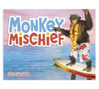 Monkey Mischief Funny 2026 Hanging Wall Calendar - 19" x 11" (Open) 2026 Monthly Appointment Planner and Organizer. Silly monkeys that make each month humorous.
