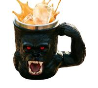 Monkey Mug, 500ml Resin Stainless Steel Red Eyed Monkey Cup with Handle Novelty Coffee Mug Drinkware for Camping Picnic Outdoor Hiking Home Party Tea Whiskey Game Night Travel Use Gift Cup