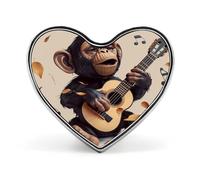 Monkey Music Brooch Elegant And Graceful Heart Lapel Pin Heart Shape Pinback Button Badge Love Printed Cute Badge Button Pin Fashion Broochs for Backpack Jacket Clothes