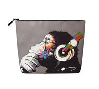 Monkey Music Printed Fake Hemp Makeup Bag â€“ Travel Toiletry Organizer, Daily Storage, Business Trip Essential