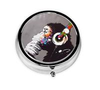 Monkey Music This Small, Round, Three-Compartment Travel Pill Box is Perfect for Storing Daily medications, Vitamins, and on-The-go.