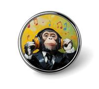 Monkey Music with Headphones Round Badge Cute Brooch Pins Button Badges for Backpack Jackets Hats Decor