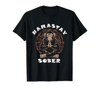 Monkey Namastay Sober Sobriety Mediation Recovery Support T-Shirt