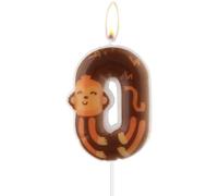 Monkey Number Birthday Candles,Animal Birthday Candles, Monkey Print Number 0 Candles,Girls Boys Birthday Decorations,Monkey Cake Candles for Girls Boys Animal Themed Birthday Party Decor Supplies