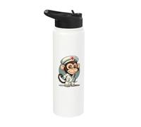 Monkey Nurse Lover Nursing School Stethoscope Monkey Doctor Stainless Steel Insulated Water Bottle
