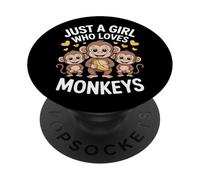 Monkey Obsessed Just A Girl Who Loves Animals PopSockets Adhesive PopGrip