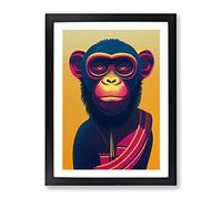 Monkey Of The Future Framed Wall Art Print A2 Black