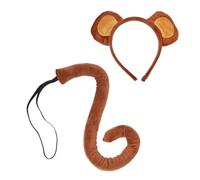 Monkey Ohrs Children's Cosplay Set with Soft Animal Costume Props, Girls Dress Up Accessories, Halloween Stage Party, Carnival, Masquerade Holiday, Cute Headband and Tail Combination