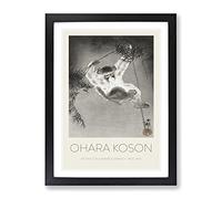 Monkey On A Bamboo Branch By Ohara Koson Exhibition Museum Asian Japanese Framed Wall Art Print, Ready to Hang Picture for Living Room Bedroom Home Office Décor, Black A3 (34 x 46 cm)