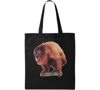 Monkey On A Branch Baboon Natural Ecological Cotton Tote Bag Black