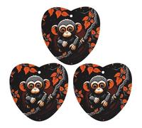 Monkey on Red Branch Car Air Freshener Hanging Incense Chips 3 Pack Automotive Scented Hanging Sheets Love form for Car Home Auto Interior Decor
