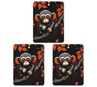 Monkey on Red Branch Car Air Freshener Hanging Incense Chips 3 Pack Automotive Scented Hanging Sheets Square for Car Home Auto Interior Decor